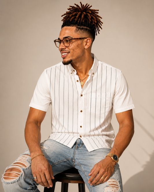 YBP Pinstripe Button-Up Shirt | Premium Men's Cotton Shirt