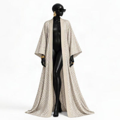 YBP Taupe Heirloom Satin Kaftan | Luxury Neutral Kaftan