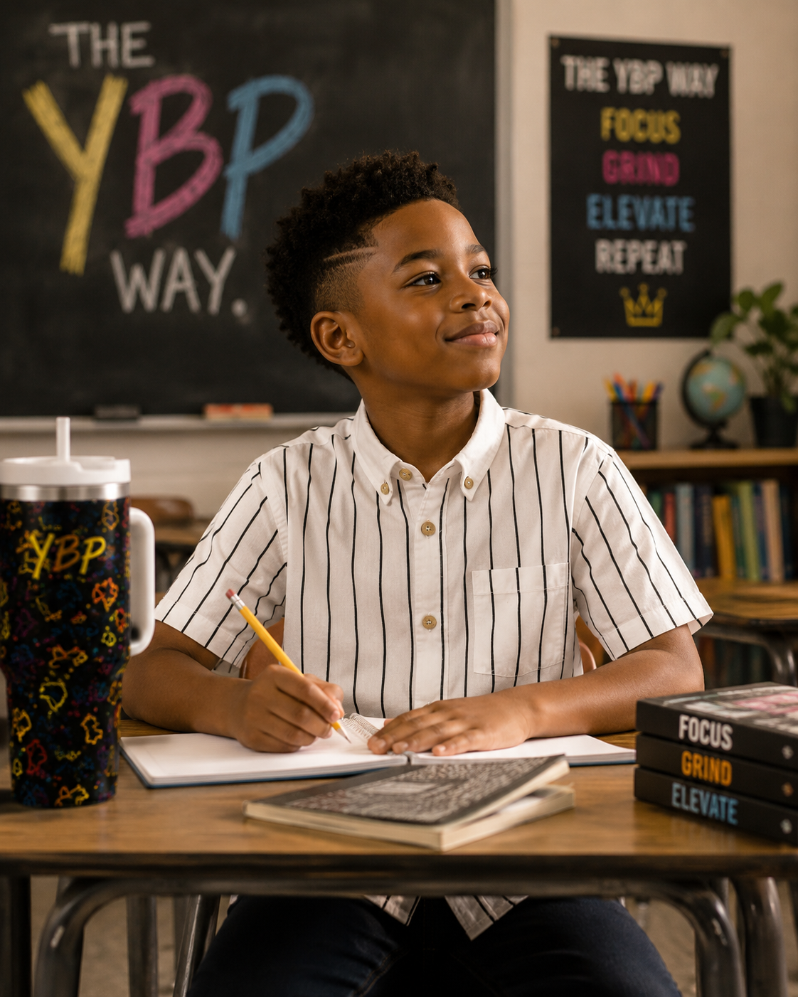 YBP Pinstripe Boys Camp Shirt | Premium Cotton Button-Up
