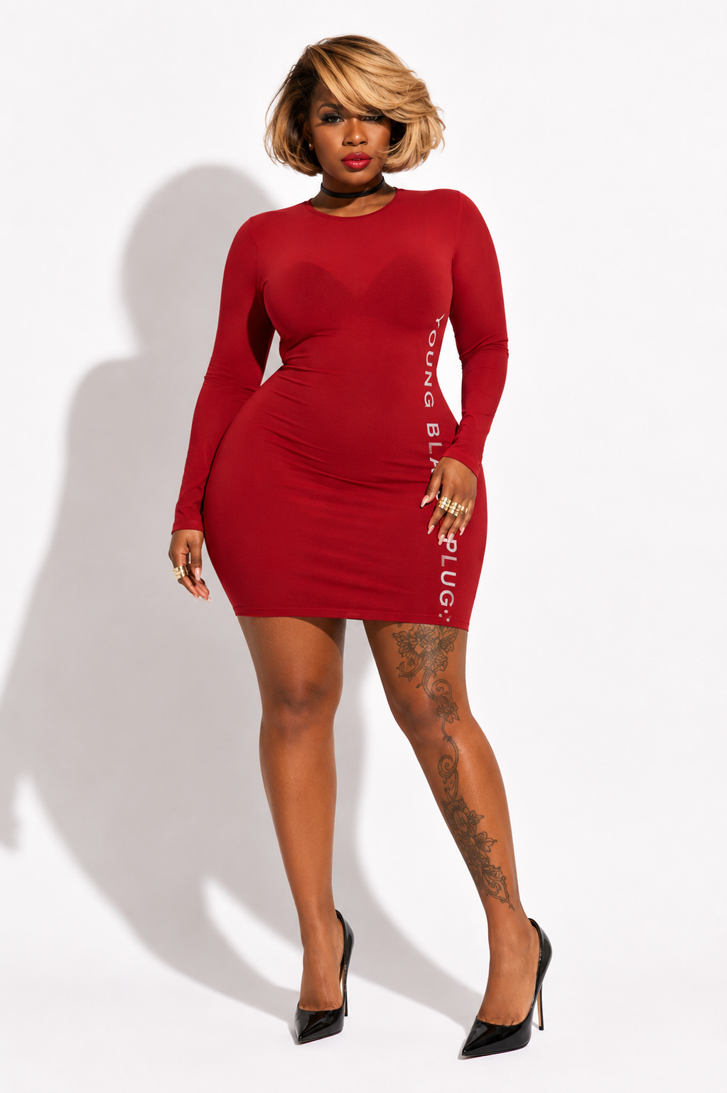Signature Plus Mesh Long Sleeve Dress