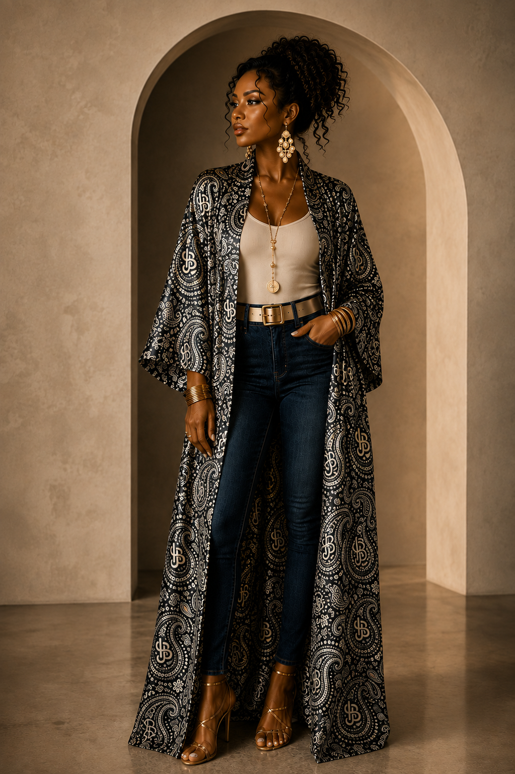 YBP Cocktails Satin Kaftan
