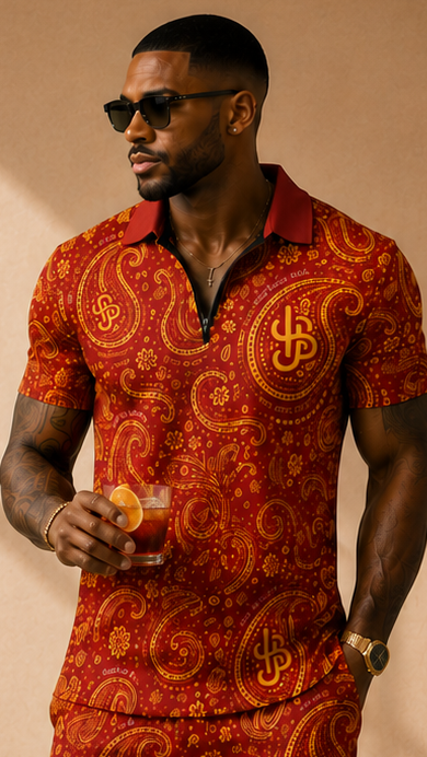 YBP Cocktails Collection Men’s Tracksuit – Lightweight Zip Polo & Shorts Set