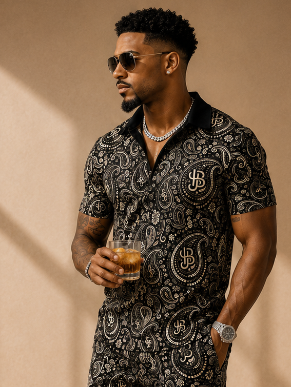 YBP Cocktails Collection Men’s Tracksuit – Lightweight Zip Polo & Shorts Set