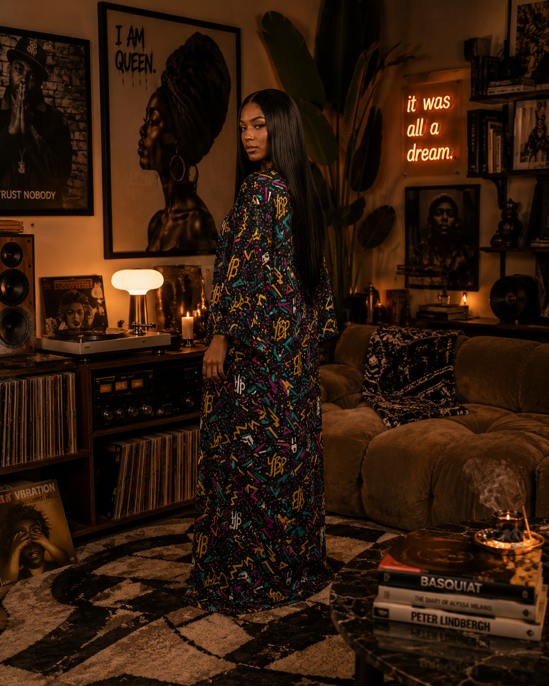 YBP Golden Era Satin Kaftan | Luxury Statement Robe