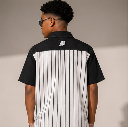 YBP Pinstripe Boys Camp Shirt | Premium Cotton Button-Up