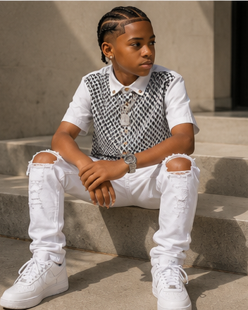 YBP Houndstooth Boys Camp Shirt | Premium Cotton Button-Up