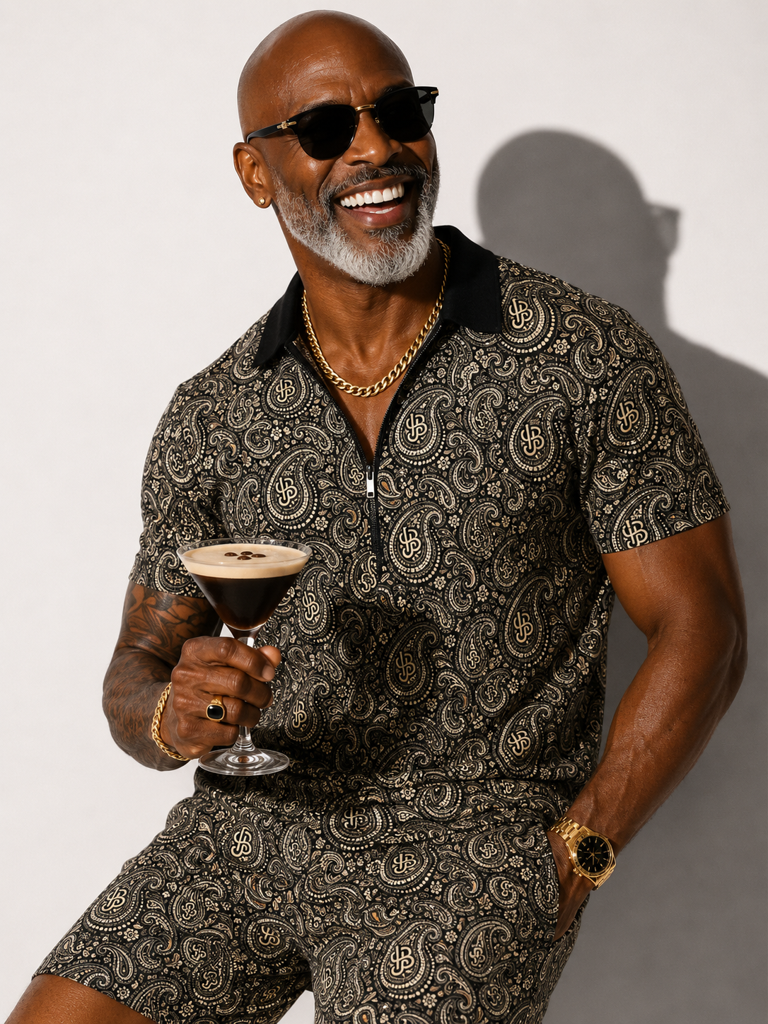 YBP Cocktails Collection Men’s Tracksuit – Lightweight Zip Polo & Shorts Set