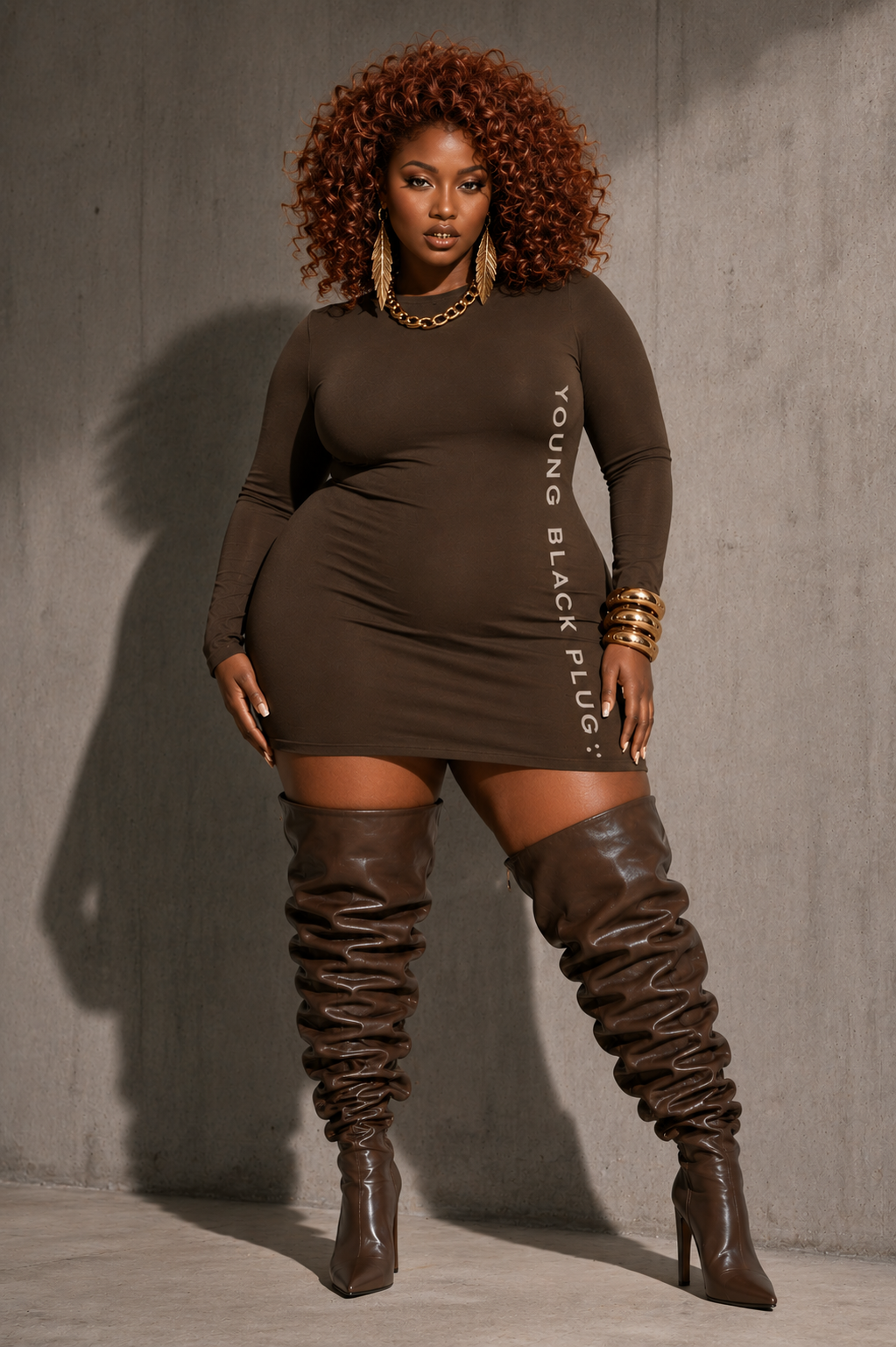 Signature Plus Mesh Long Sleeve Dress