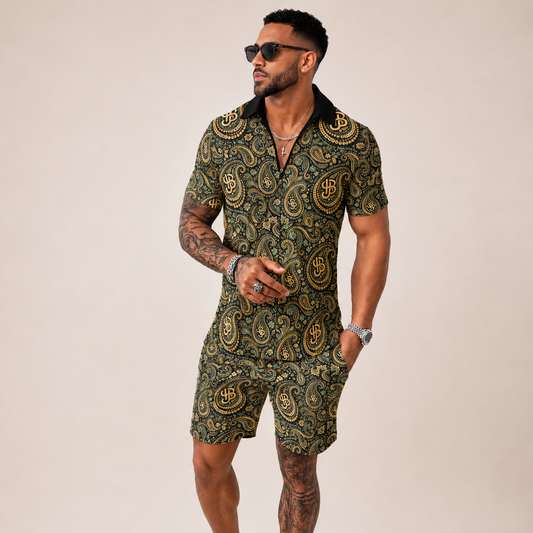 YBP Cocktails Collection Men’s Tracksuit – Lightweight Zip Polo & Shorts Set