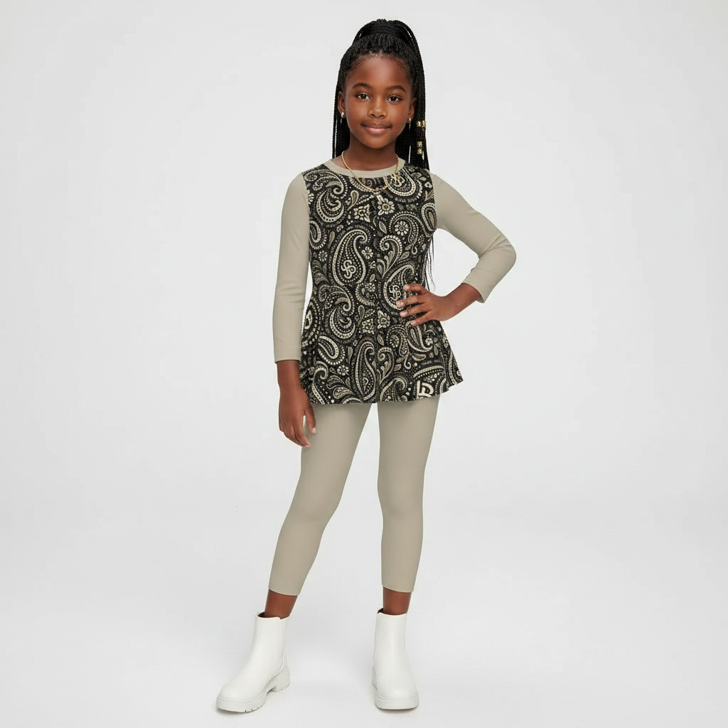 YBP Mocktails Paisley Peplum Tunic & Leggings Set