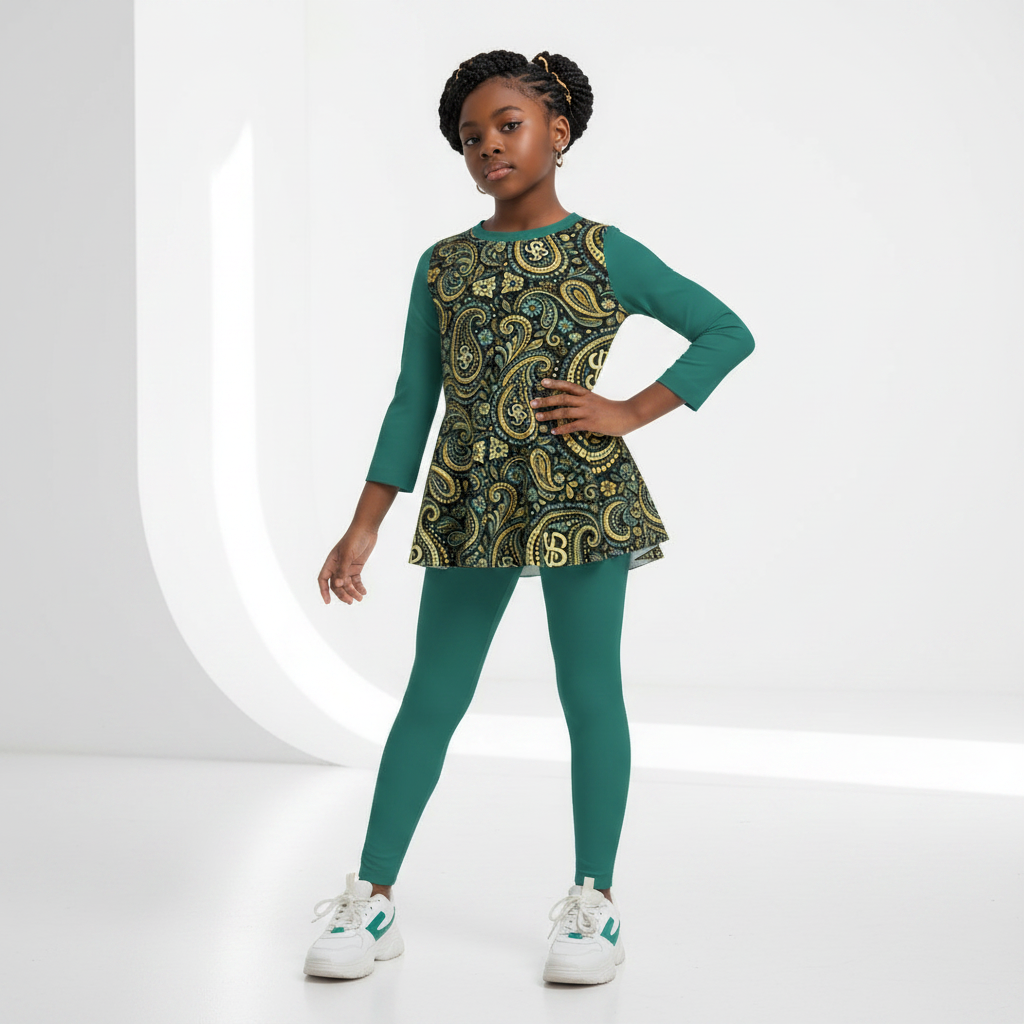 YBP Mocktails Paisley Peplum Tunic & Leggings Set