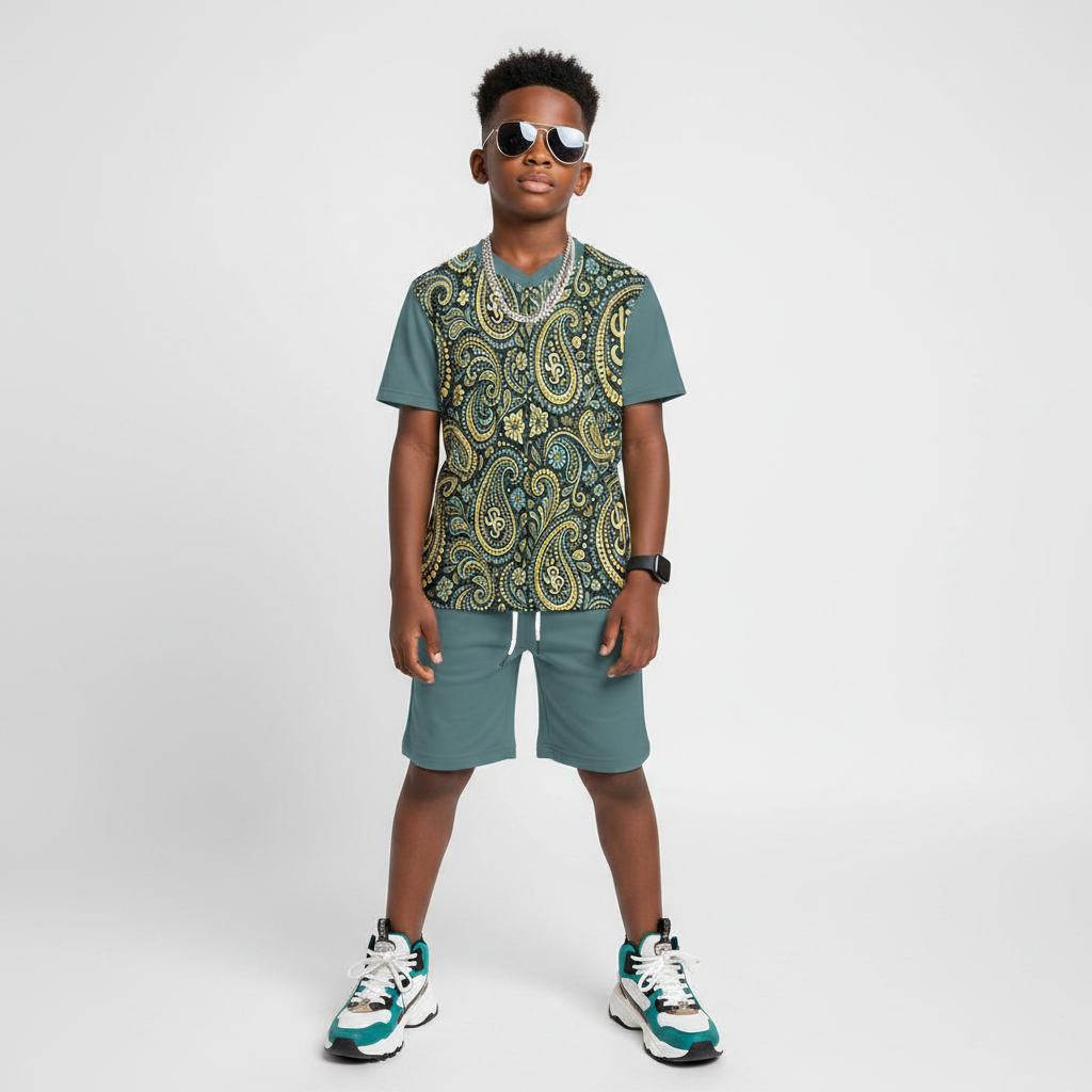 YBP Mocktails Paisley V-Neck Kids Sports Set