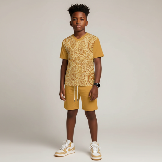 YBP Mocktails Paisley V-Neck Kids Sports Set