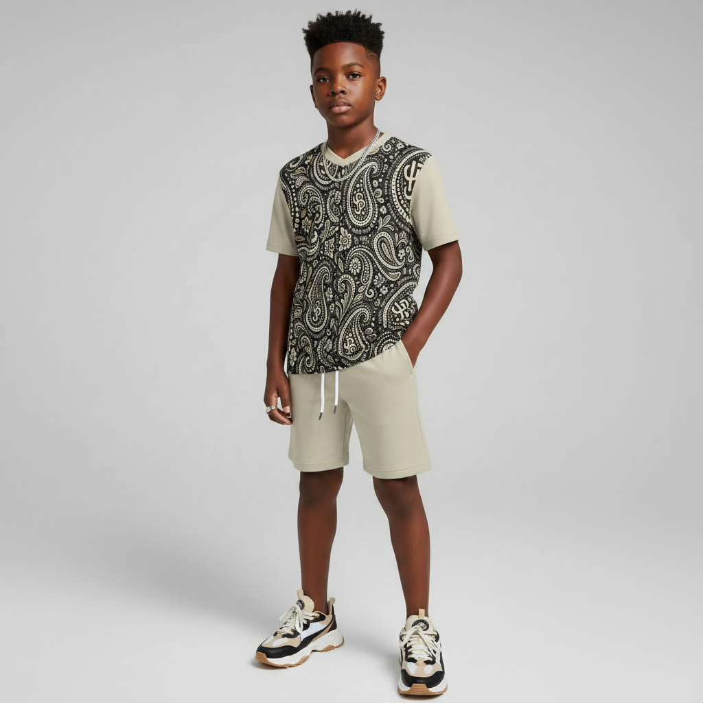 YBP Mocktails Paisley V-Neck Kids Sports Set