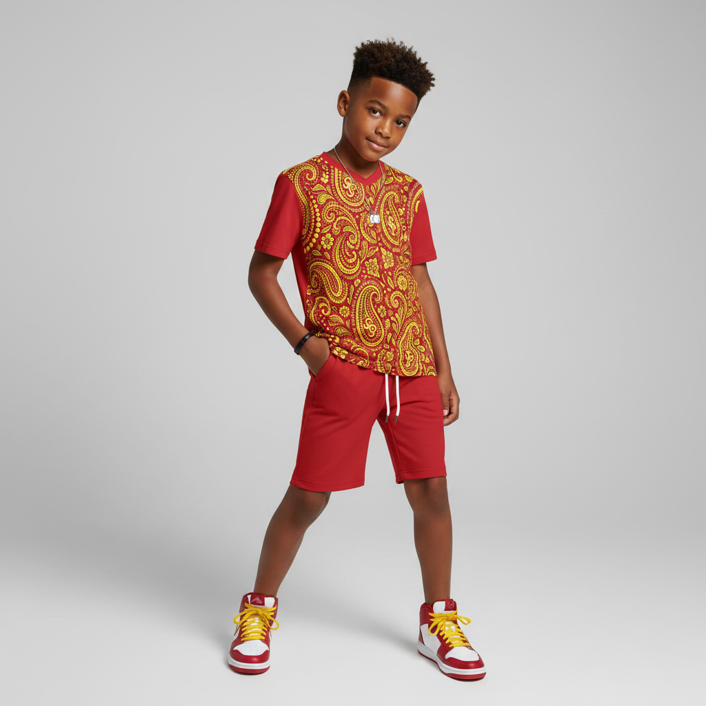YBP Mocktails Paisley V-Neck Kids Sports Set