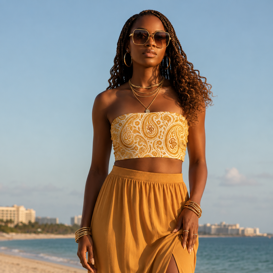 YBP Cocktails Collection Bandeau Top – Strapless Summer Streetwear Crop Top