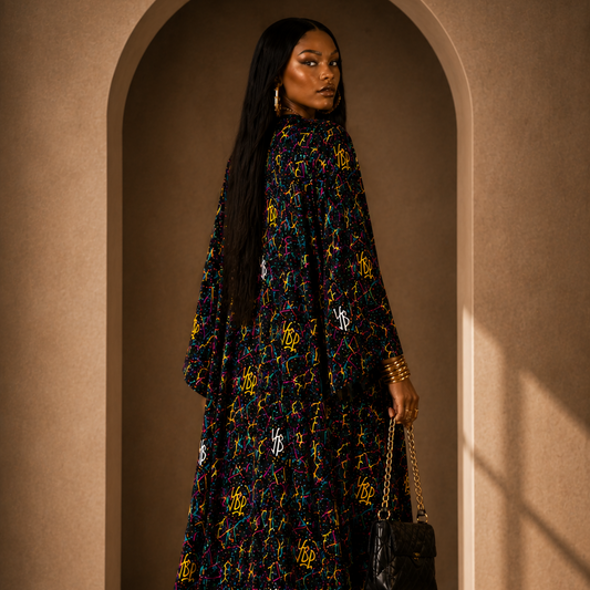 YBP Golden Era Satin Kaftan | Luxury Statement Robe