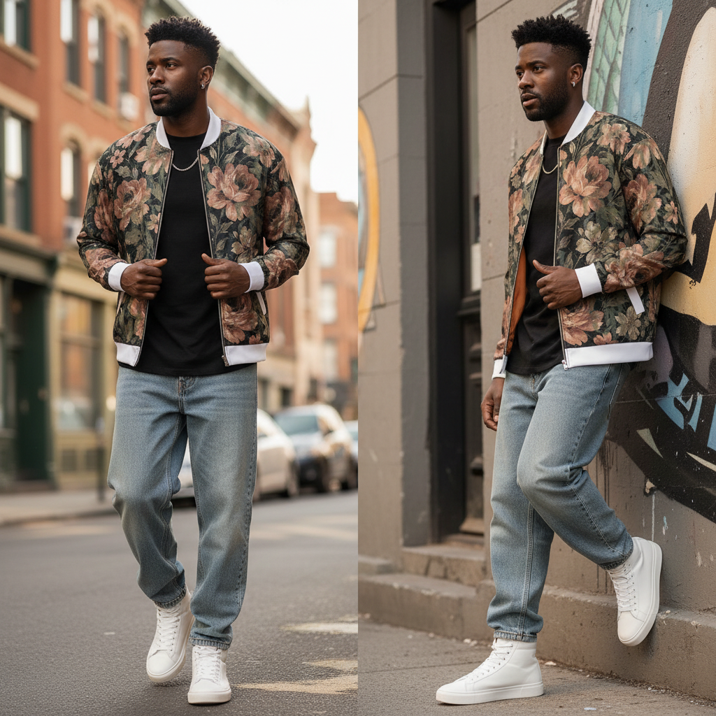 midnight bloom bomber jacket streetwear
luxury streetwear bomber jacket YBP
black floral bomber jacket streetwear