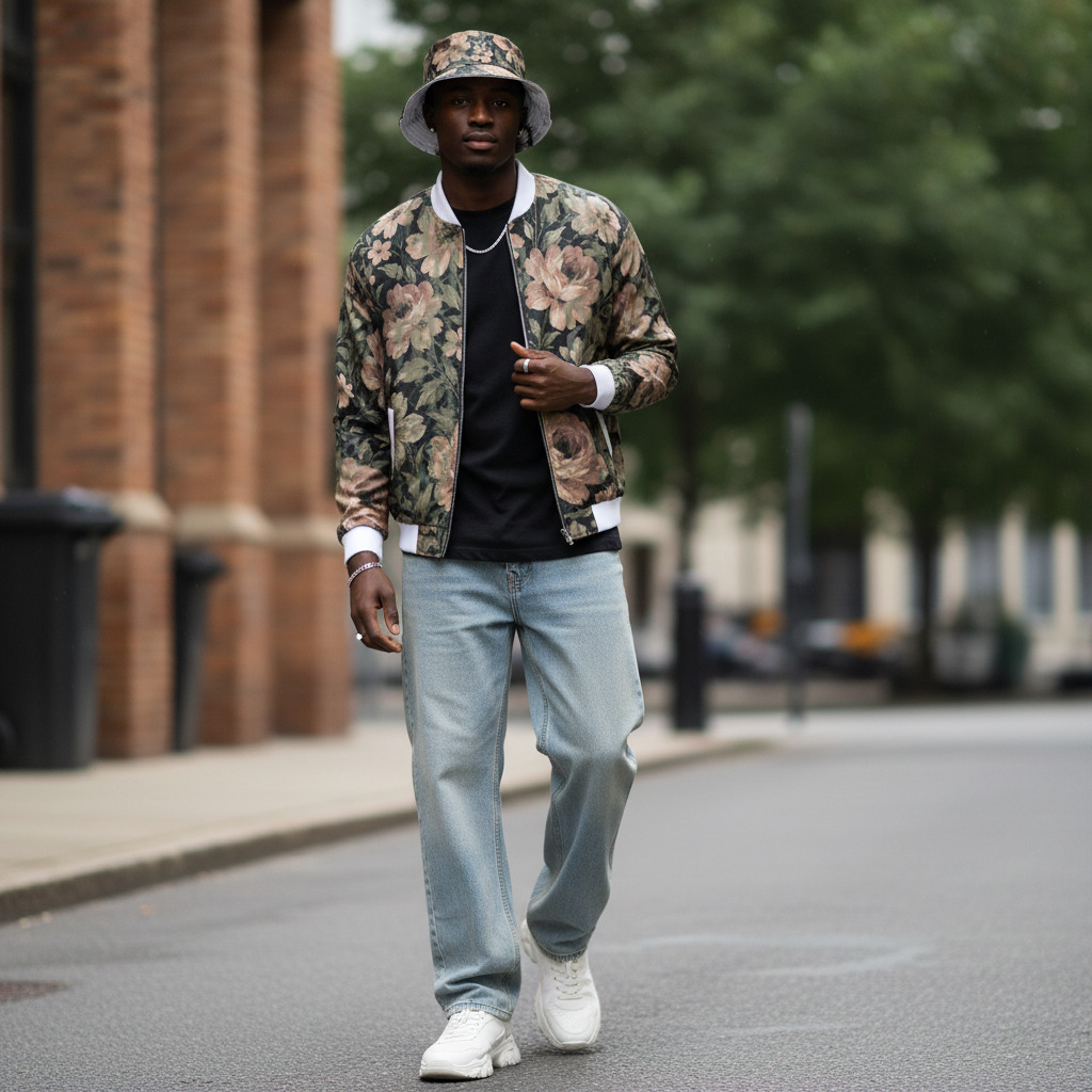 midnight bloom bomber jacket streetwear
luxury streetwear bomber jacket YBP
black floral bomber jacket streetwear