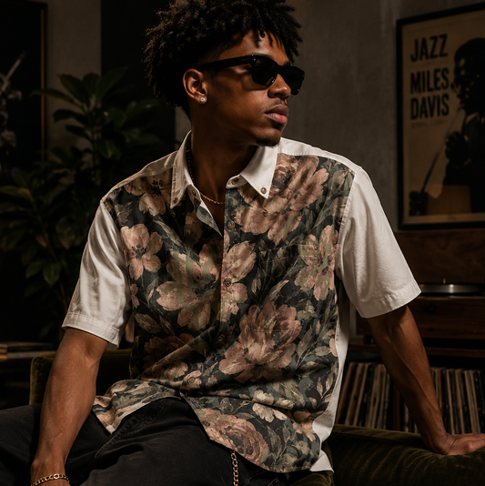 Midnight Bloom Button-Up Shirt | Premium Cotton Floral Shirt by YBP