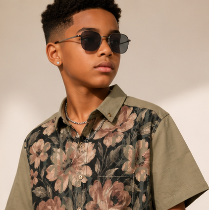 YBP Midnight Bloom Boys Camp Shirt | Cotton Floral Button-Up