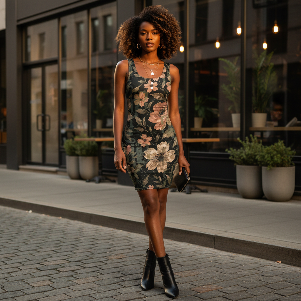 YBP Midnight Bloom Bodycon Dress