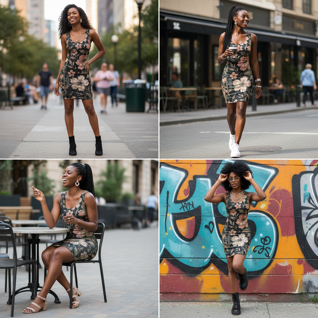 YBP Midnight Bloom Bodycon Dress