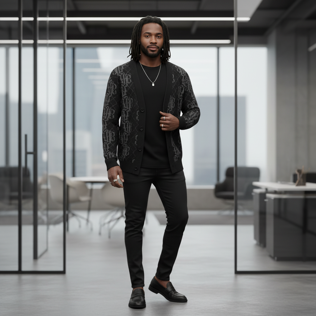 Argyle Noir Cardigan