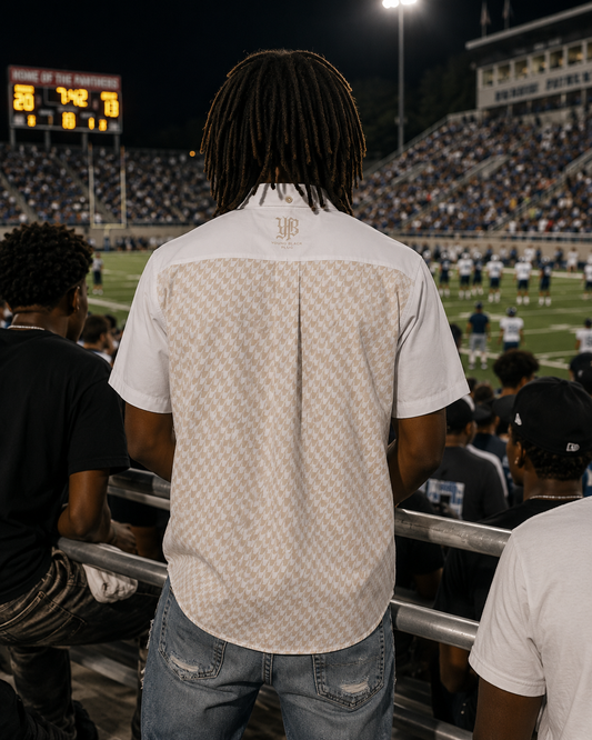 YBP Heirloom Premium Cotton Button-Up Shirt | Houndstooth Short Sleeve Shirt