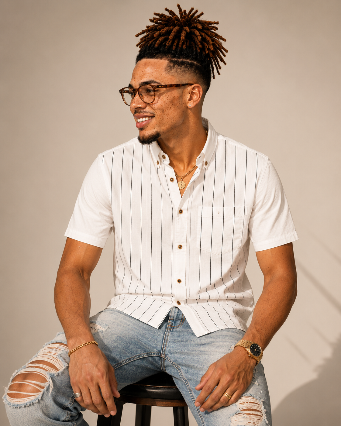 YBP Pinstripe Button-Up Shirt | Premium Men's Cotton Shirt