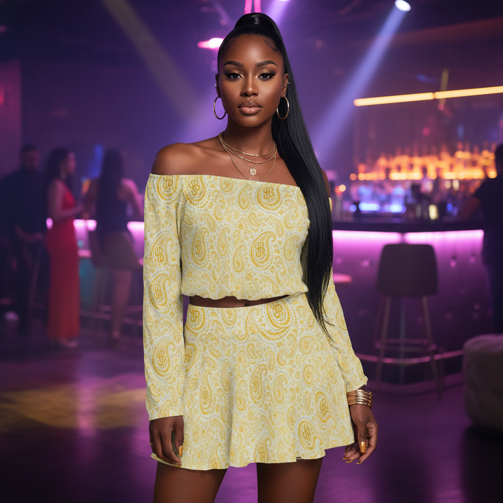 YBP Cocktails Collection off shoulder crop top and mini skirt set women's streetwear outfit